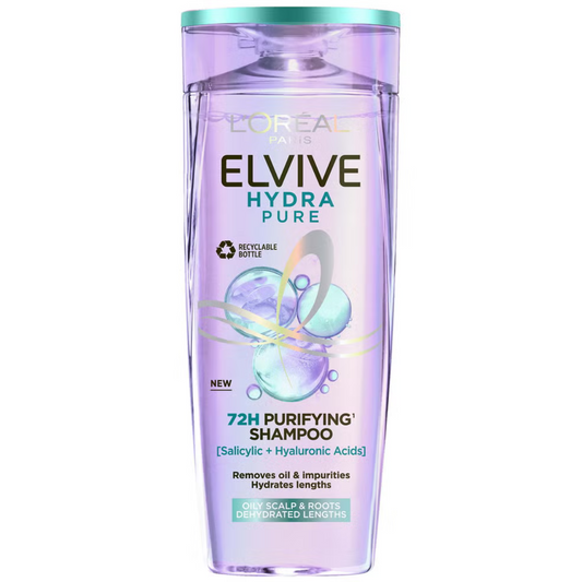 L'Oréal Paris Elvive Hydra Pure 72h Purifying Shampoo with Hyaluronic and Salicylic Acids 500ml